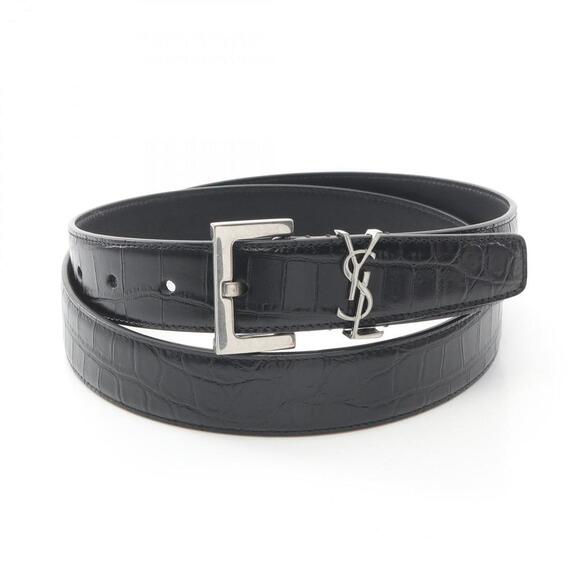 SAINT LAURENT Black Leather Belt - Picture 1 of 6